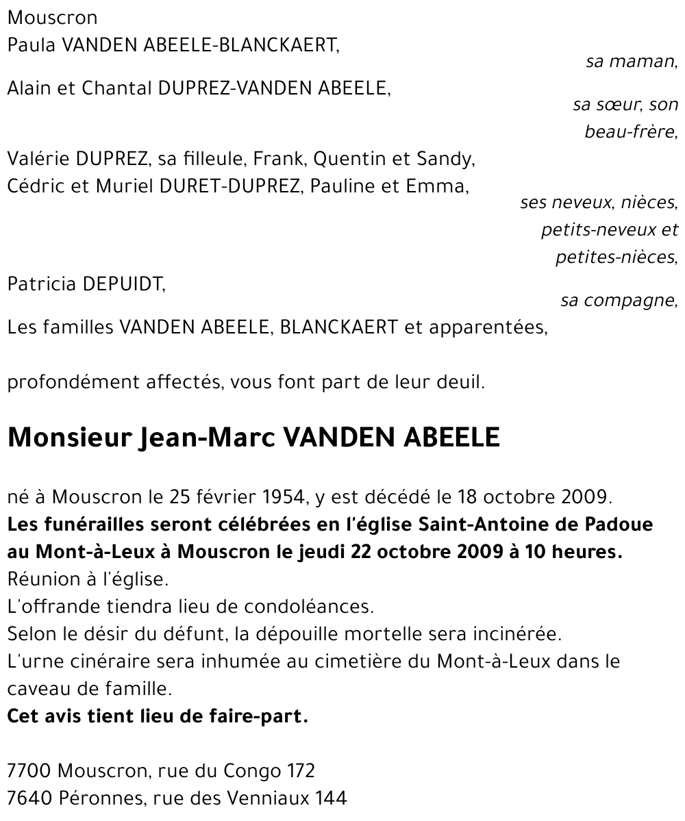 Jean-Marc VANDEN ABEELE