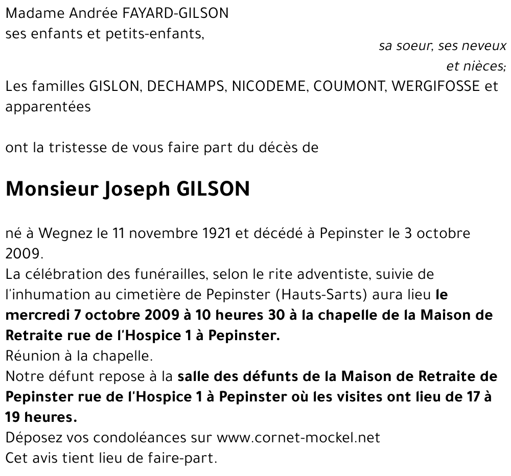 Joseph GILSON