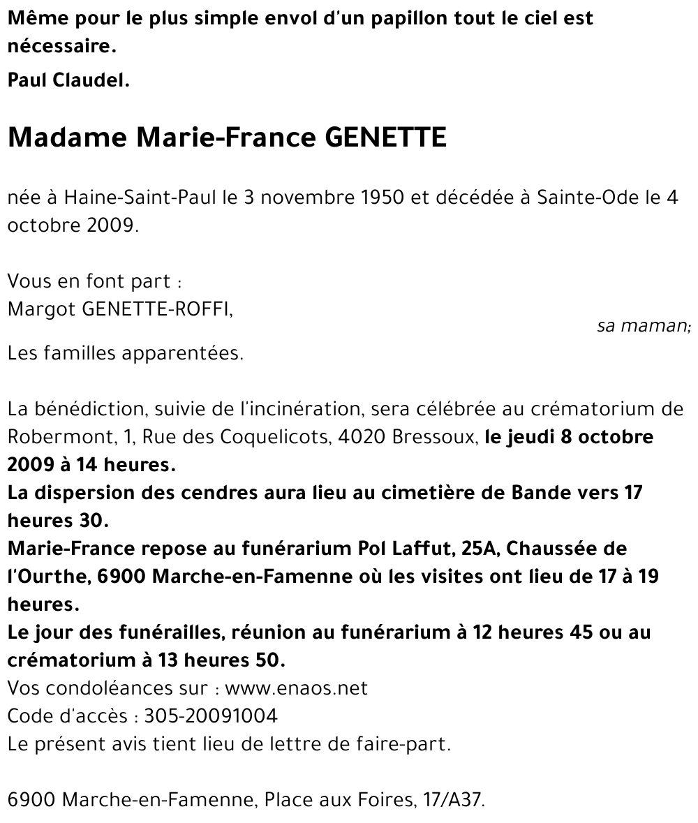 Marie-France GENETTE