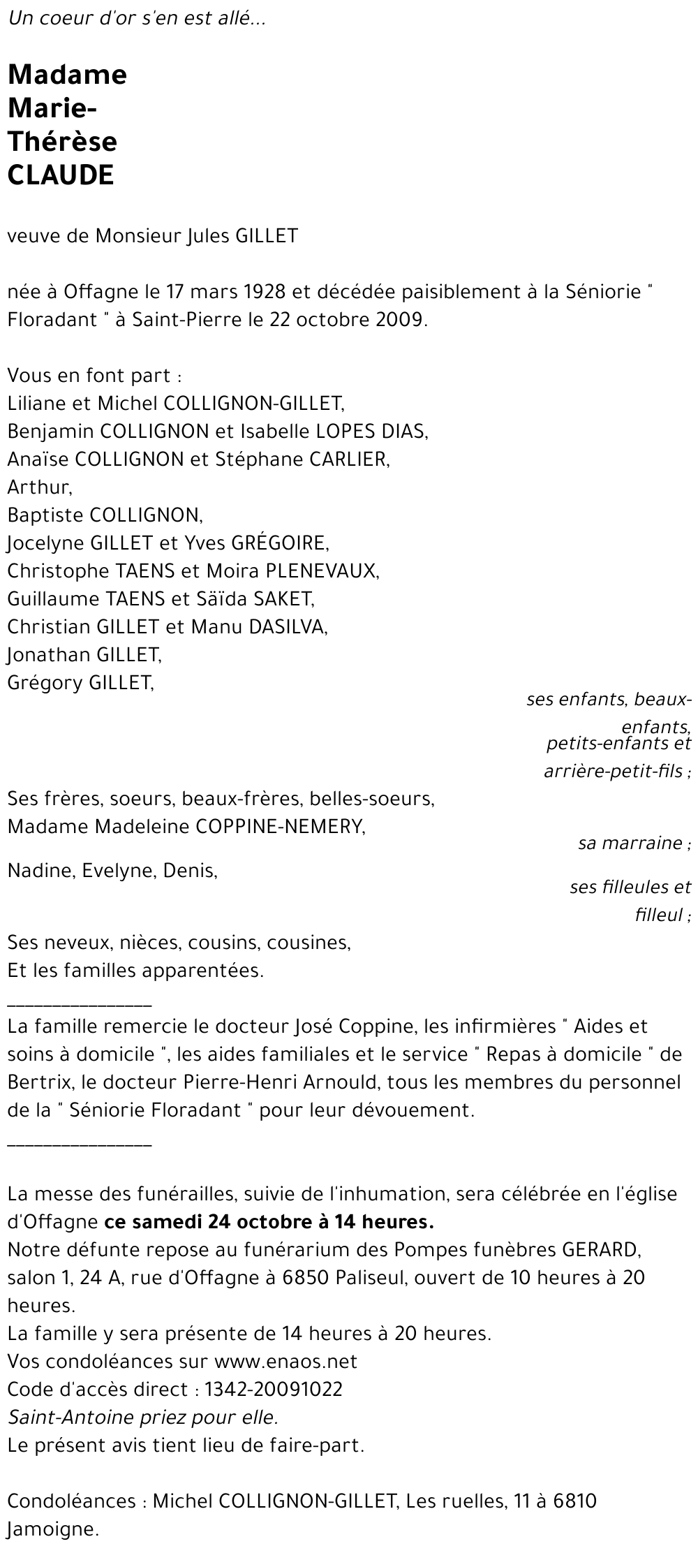 Marie-Thérèse CLAUDE