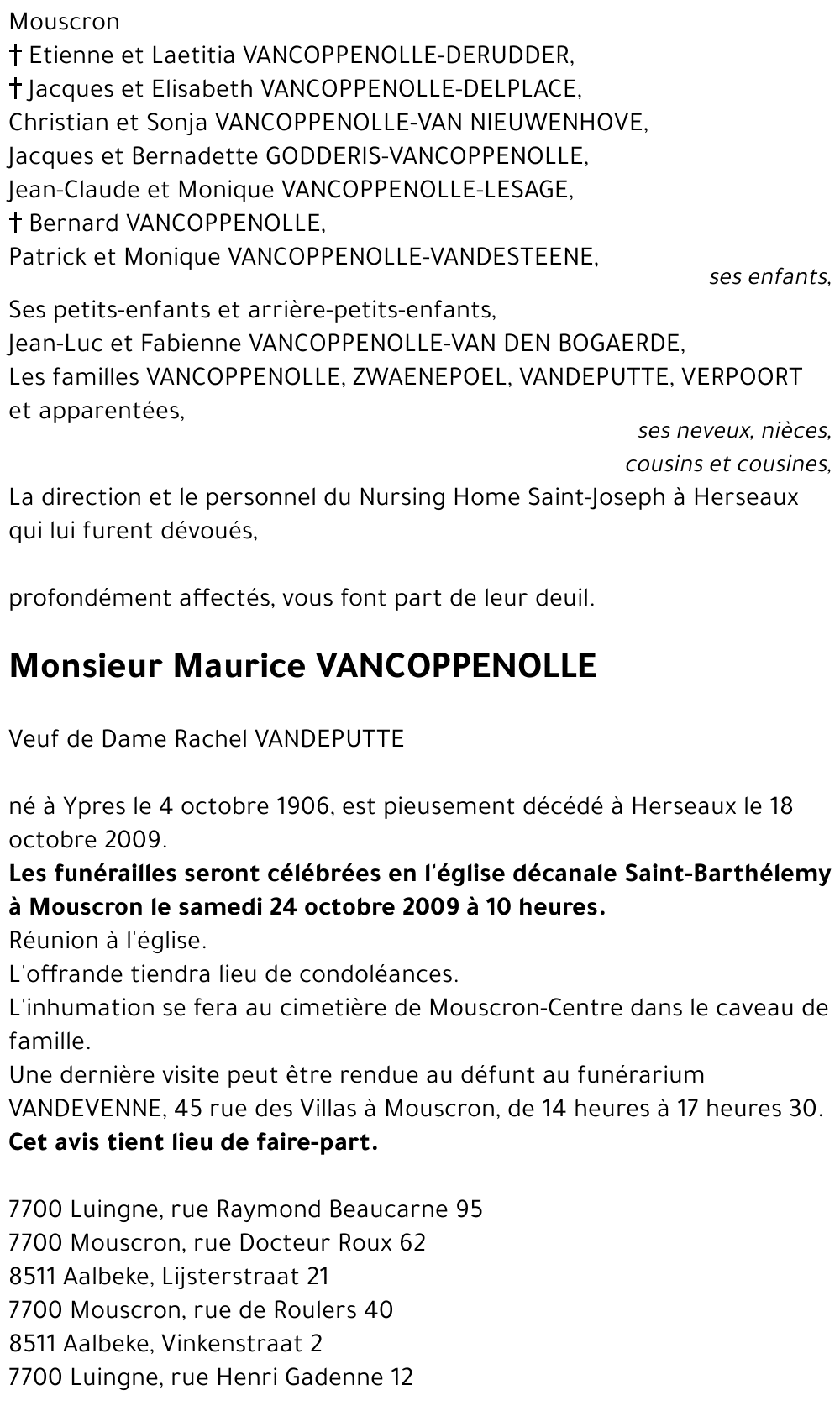 Maurice VANCOPPENOLLE