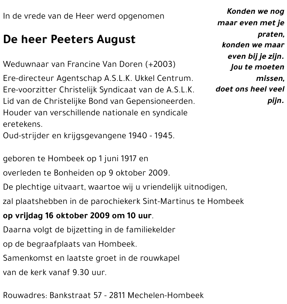 Peeters August