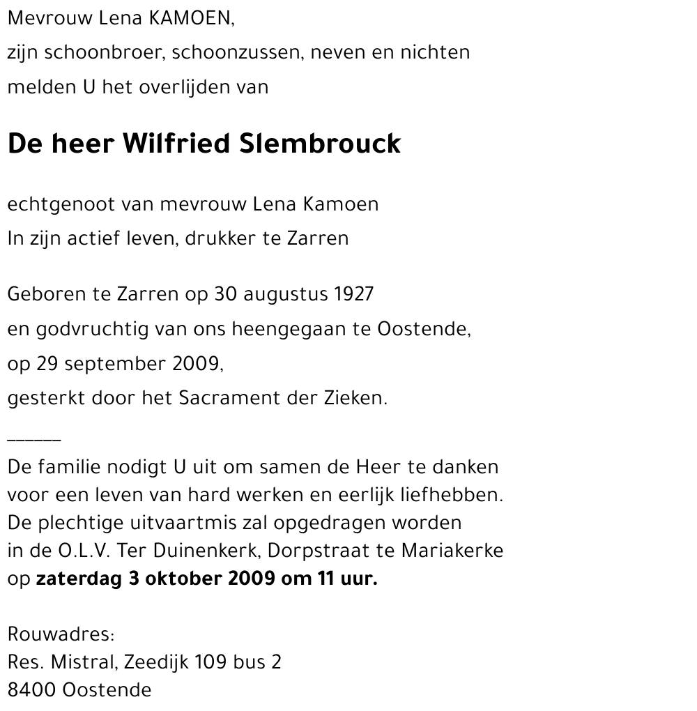 Wilfried Slembrouck