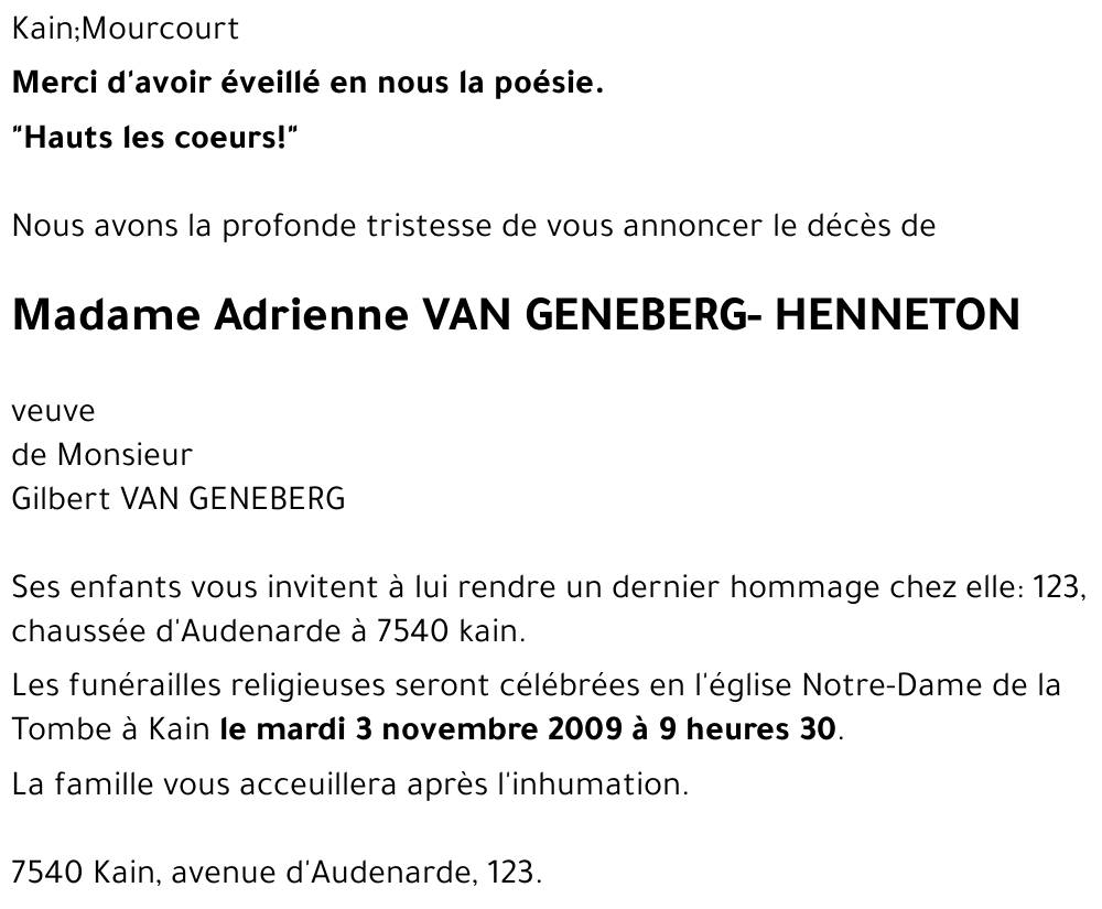 Adrienne VAN GENEBERG