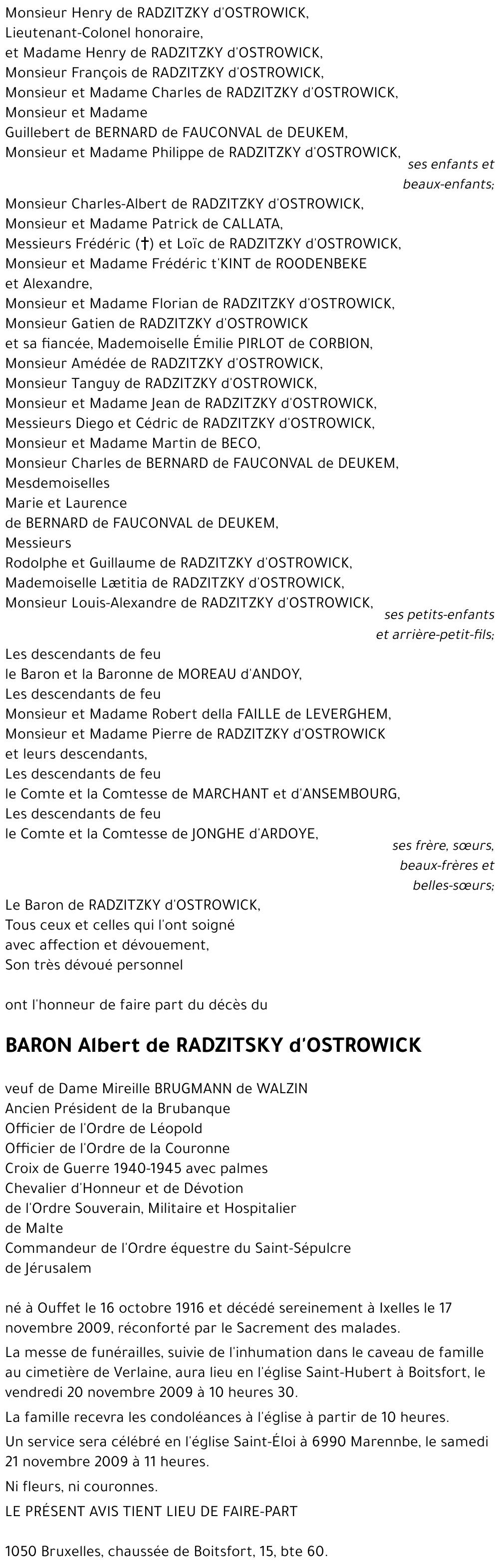 Albert de RADZITSKY d'OSTROWICK