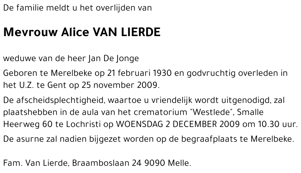 Alice VAN LIERDE
