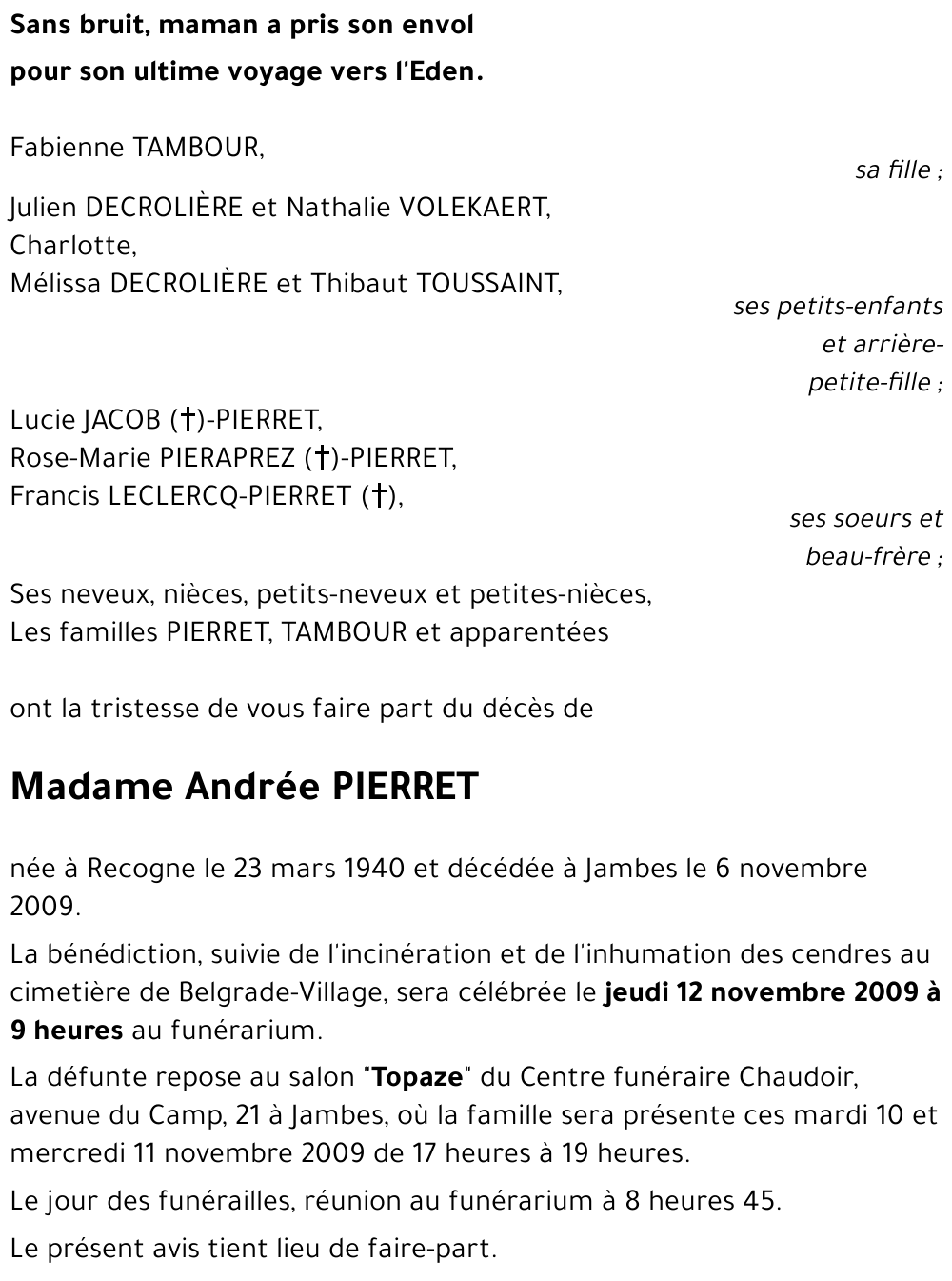 Andrée PIERRET