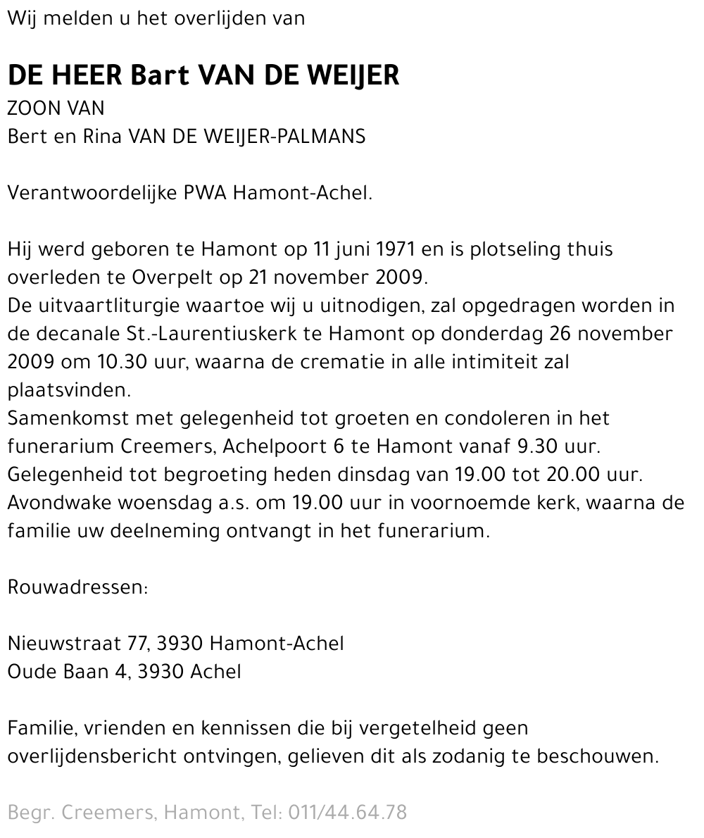 Bart Van de Weijer