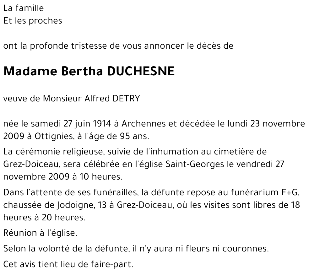Bertha DUCHESNE