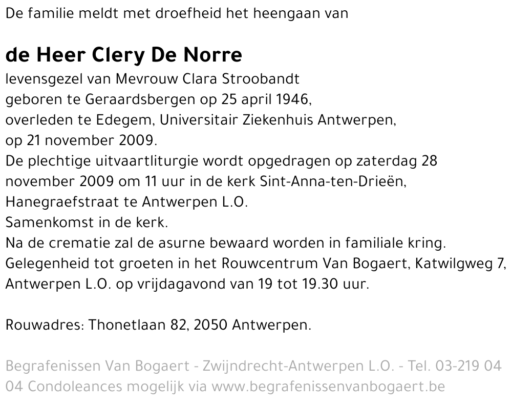Clery De Norre