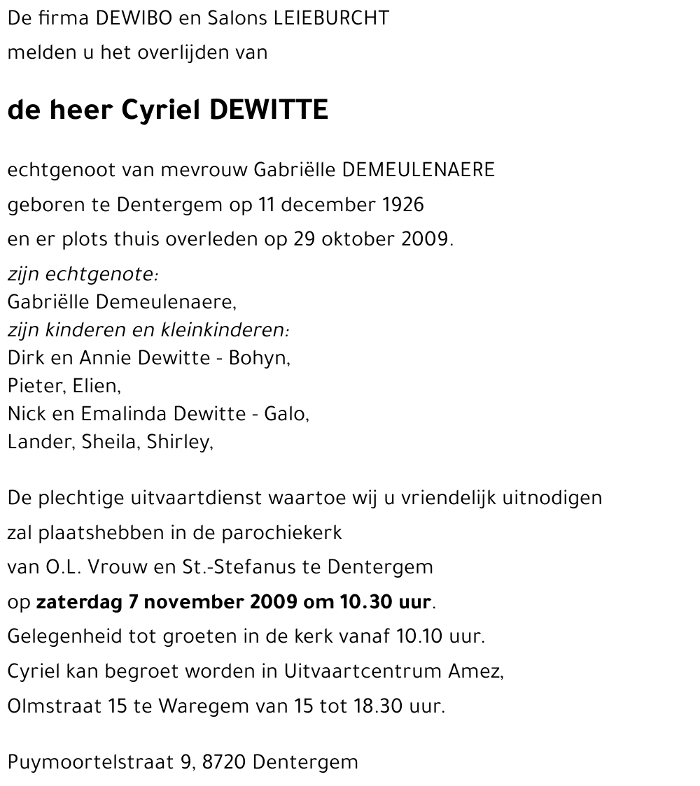 Cyriel DEWITTE