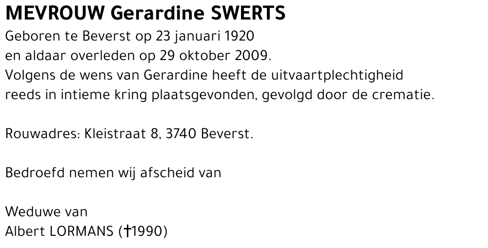 Gerardine SWERTS