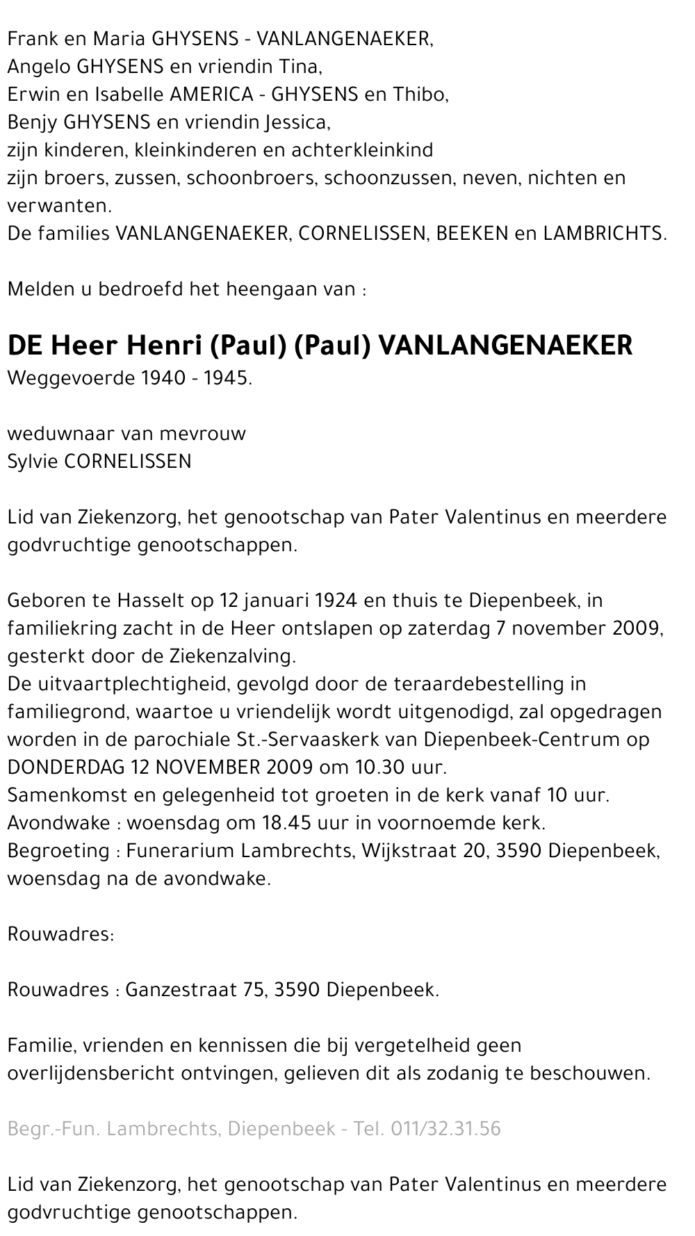 Henri VANLANGENAEKER