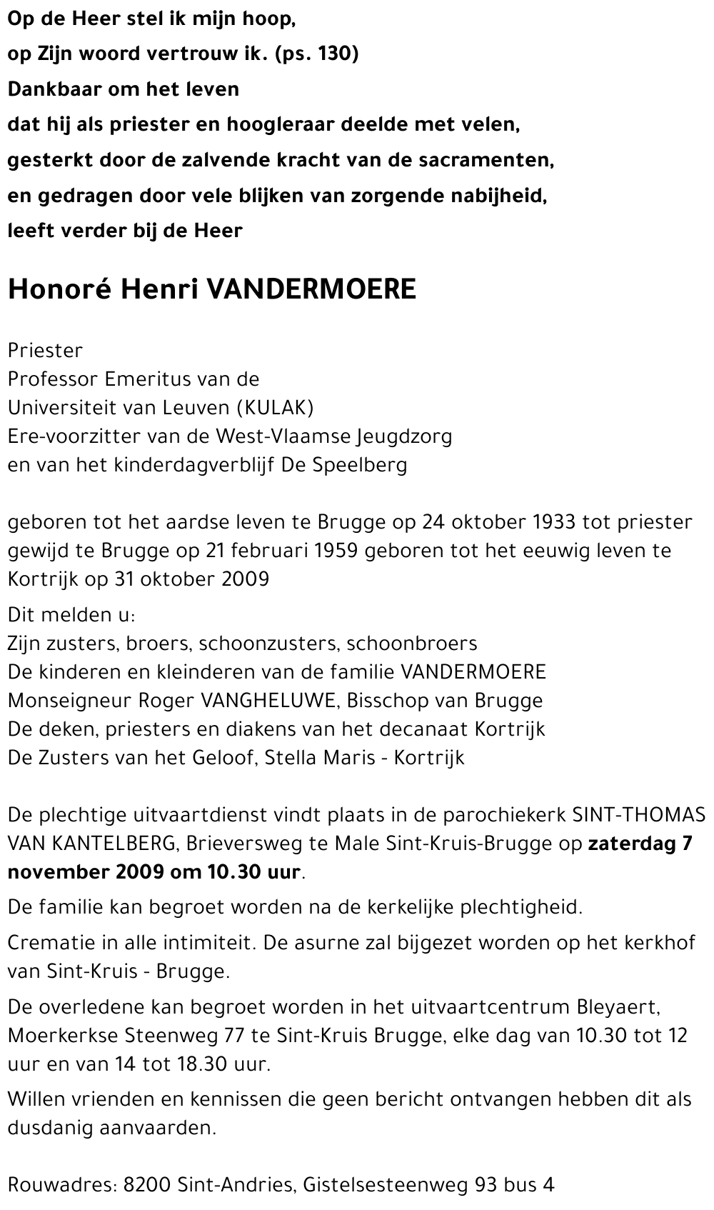 Honoré Henri VANDERMOERE