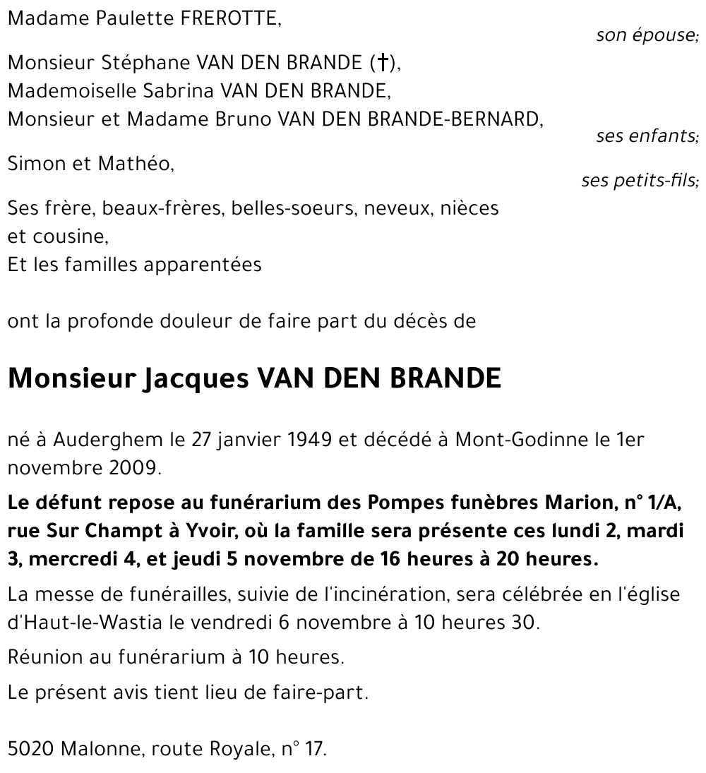 Jacques VAN DEN BRANDE