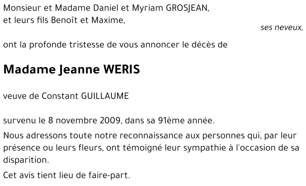 Jeanne WERIS