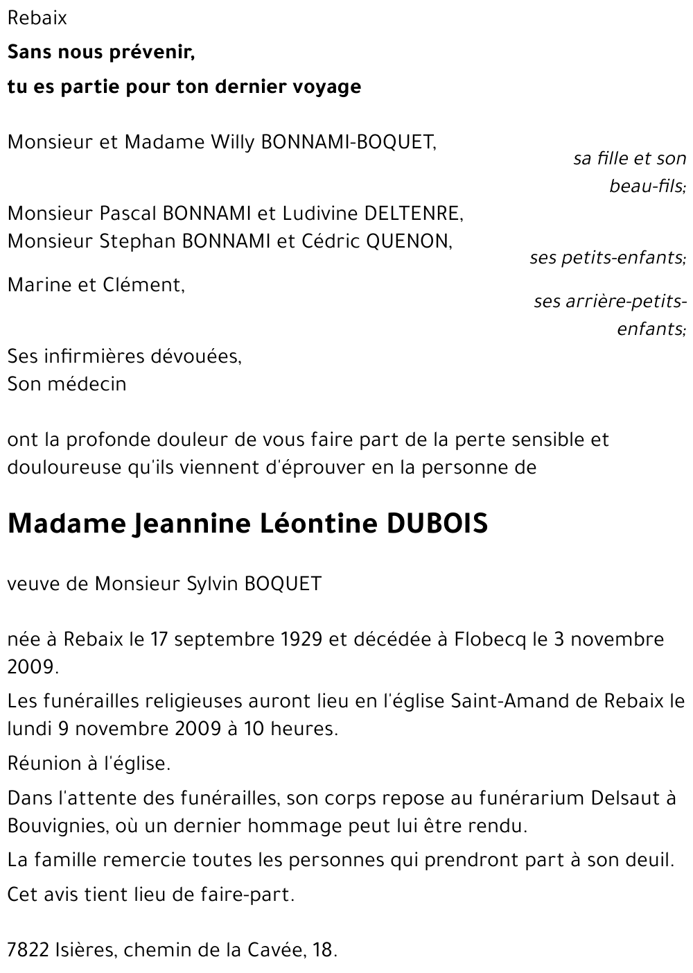 Jeannine Léontine DUBOIS