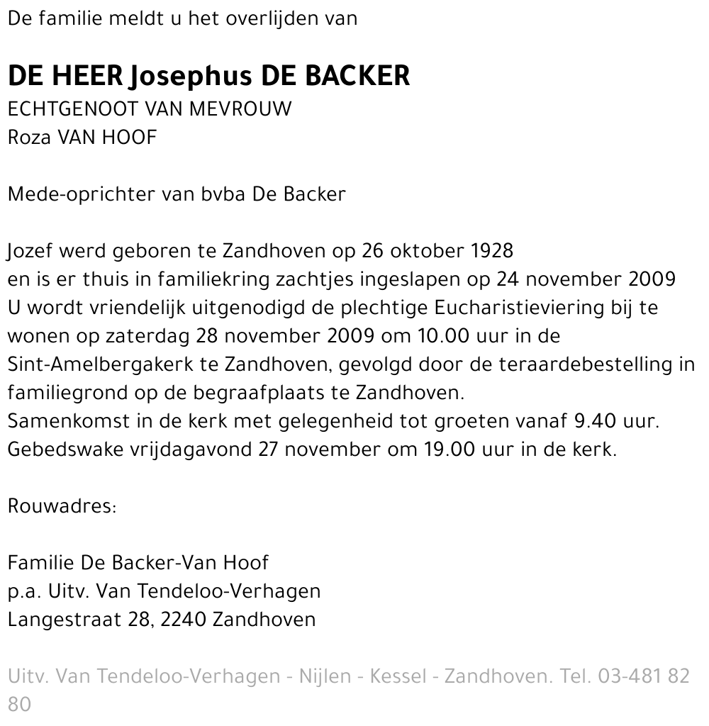 Josephus De Backer