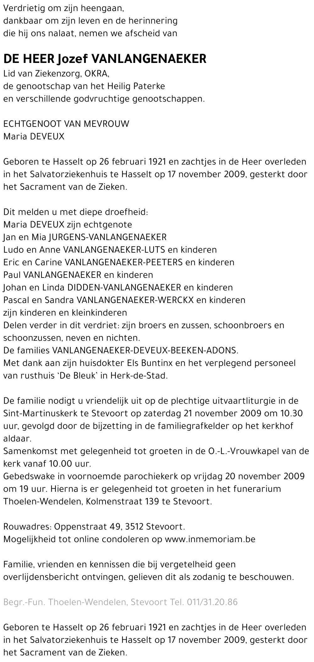 Jozef VANLANGENAEKER