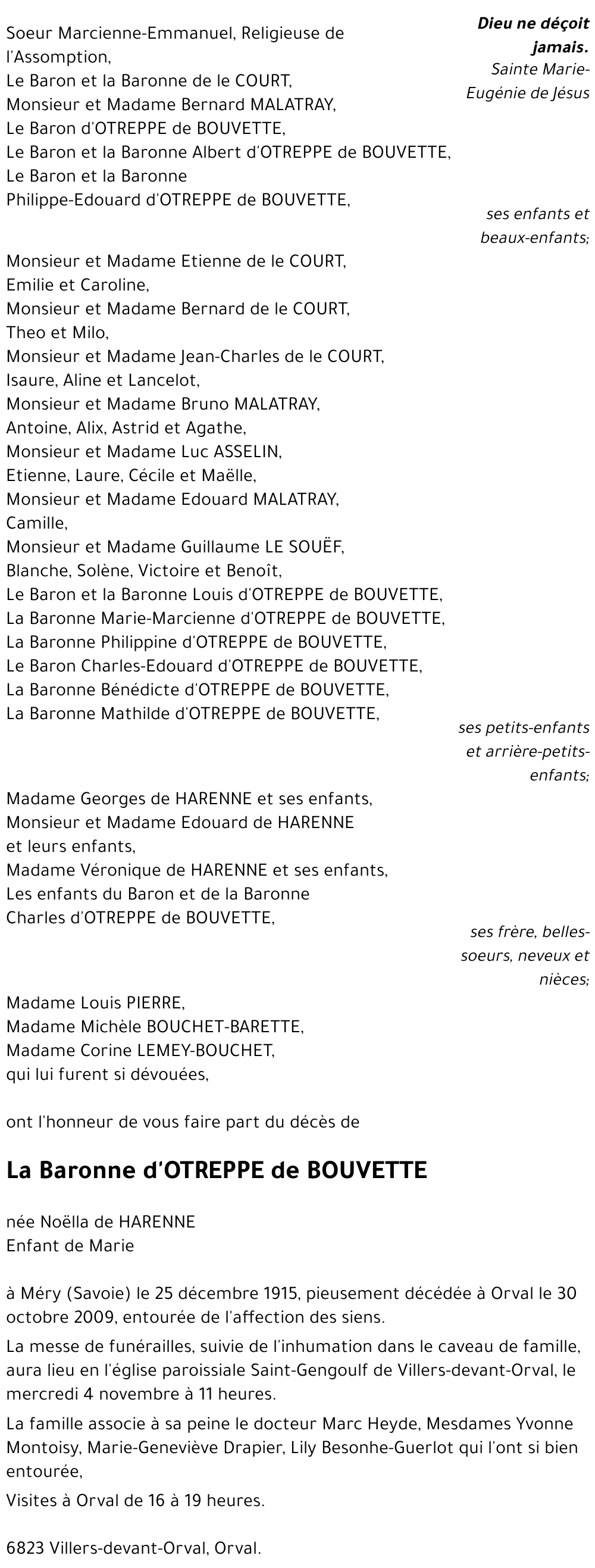 La Baronne d'OTREPPE de BOUVETTE