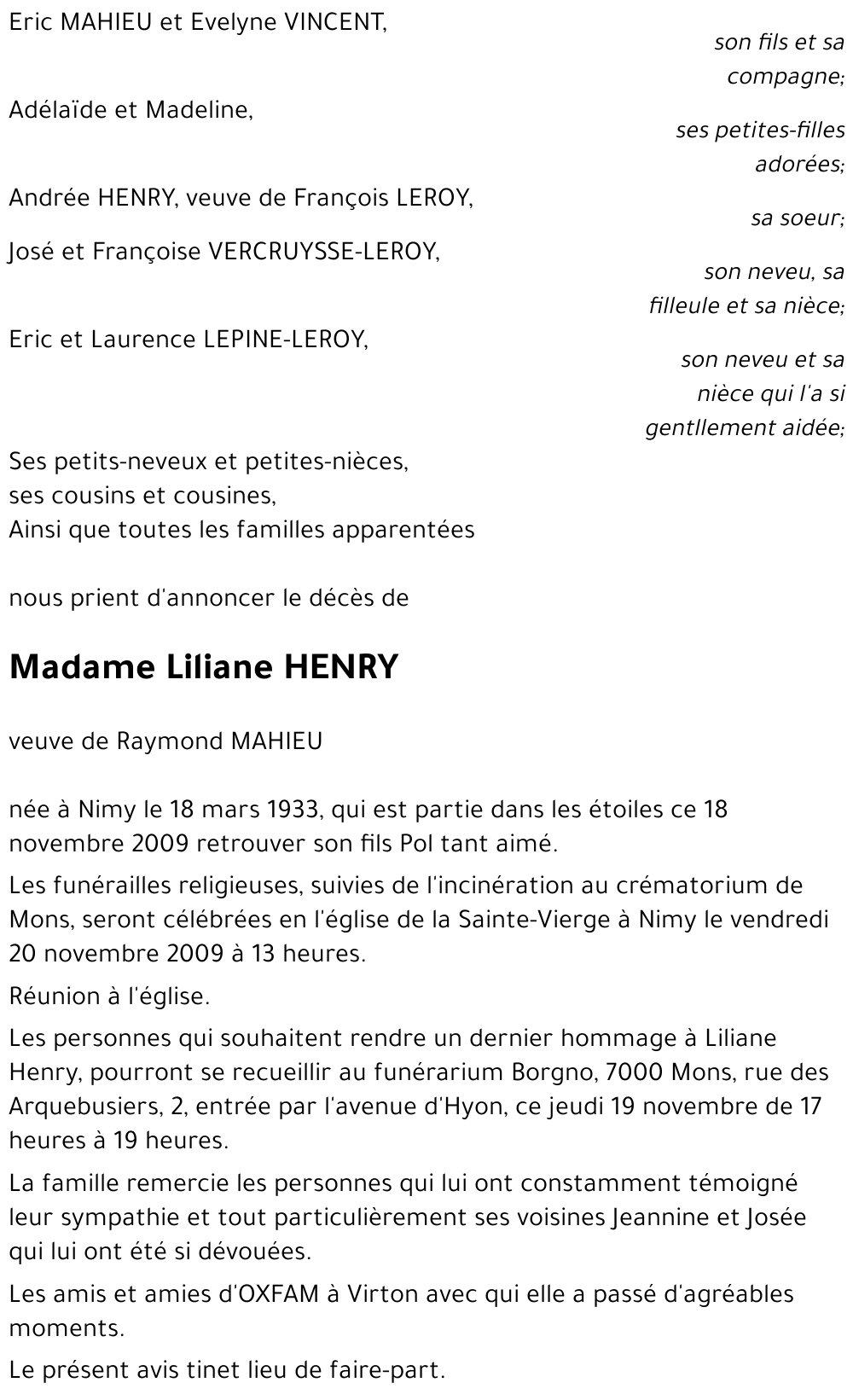 Liliane HENRY