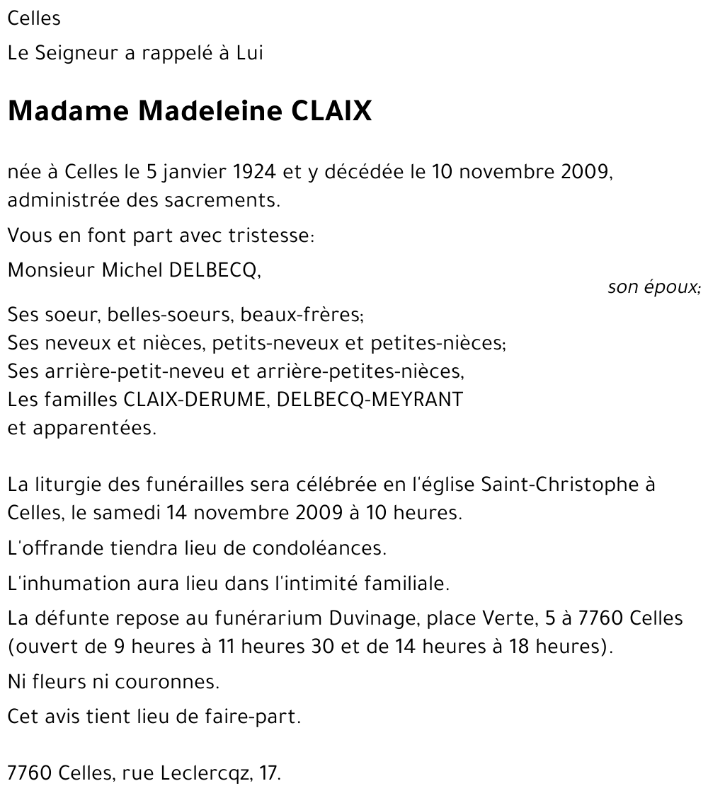 Madeleine CLAIX