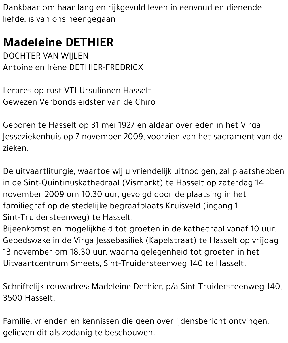 Madeleine Dethier