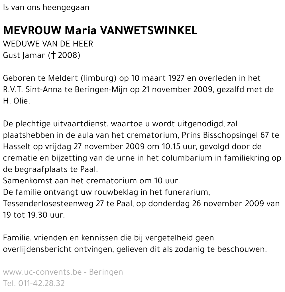 Maria Vanwetswinkel