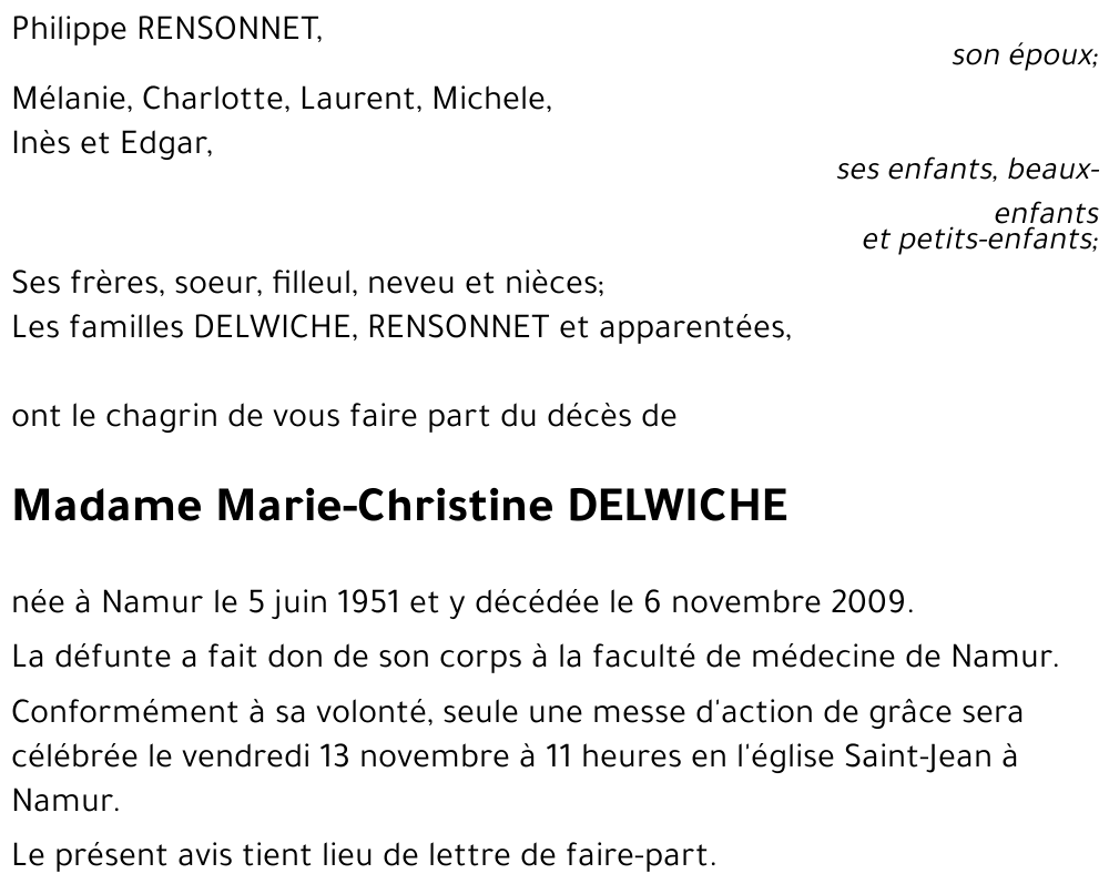 Marie-Christine DELWICHE