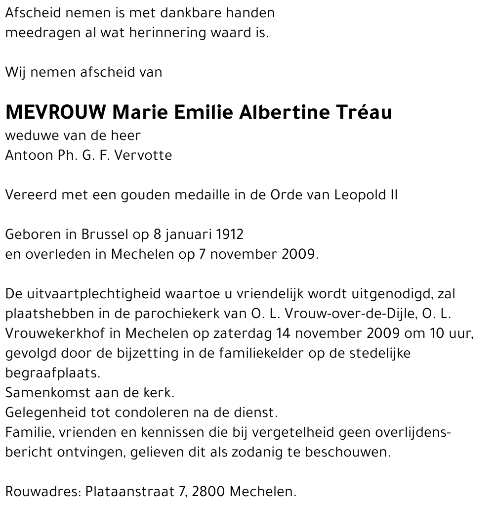 Marie Emilie Albertine Tréau