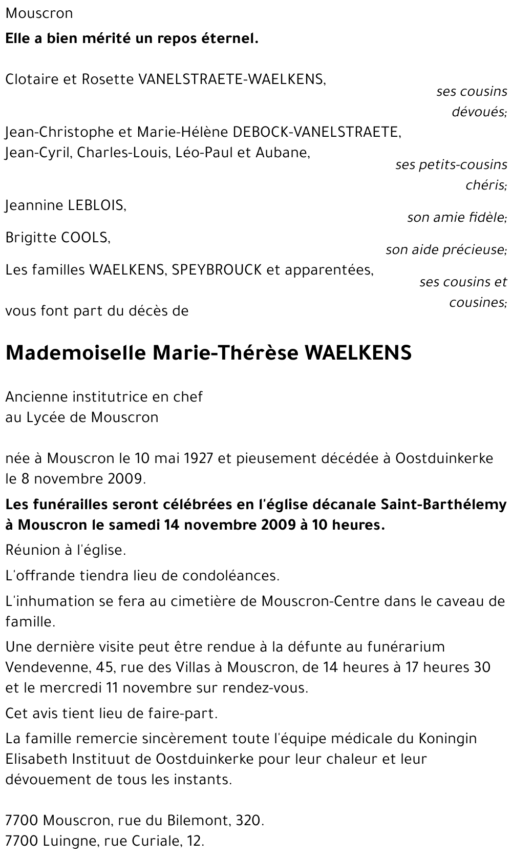 Marie-Thérèse WAELKENS