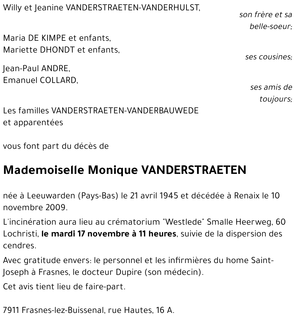 Monique VANDERSTRAETEN