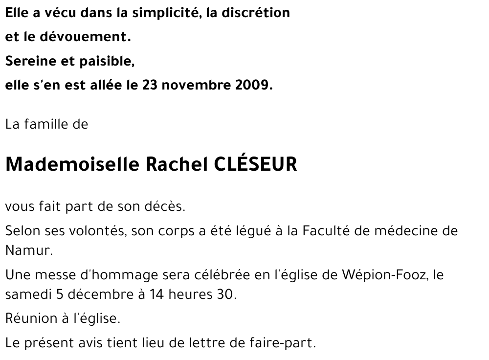 Rachel CLÉSEUR