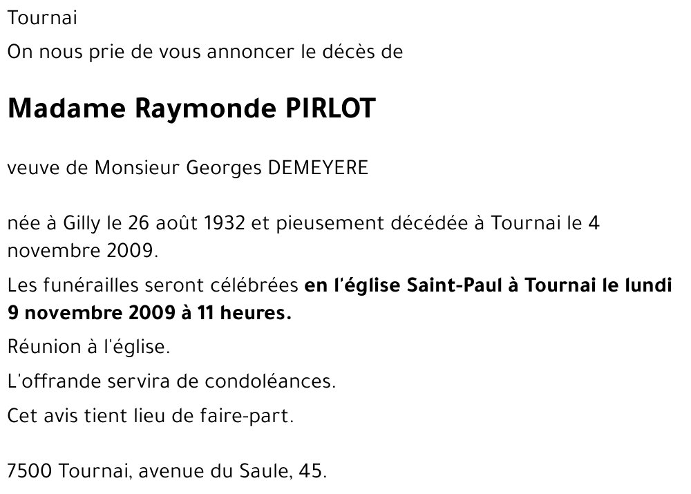 Raymonde PIRLOT