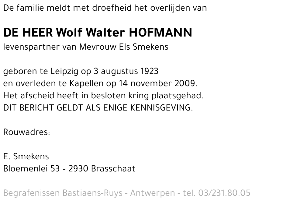 Wolf Walter Hofmann