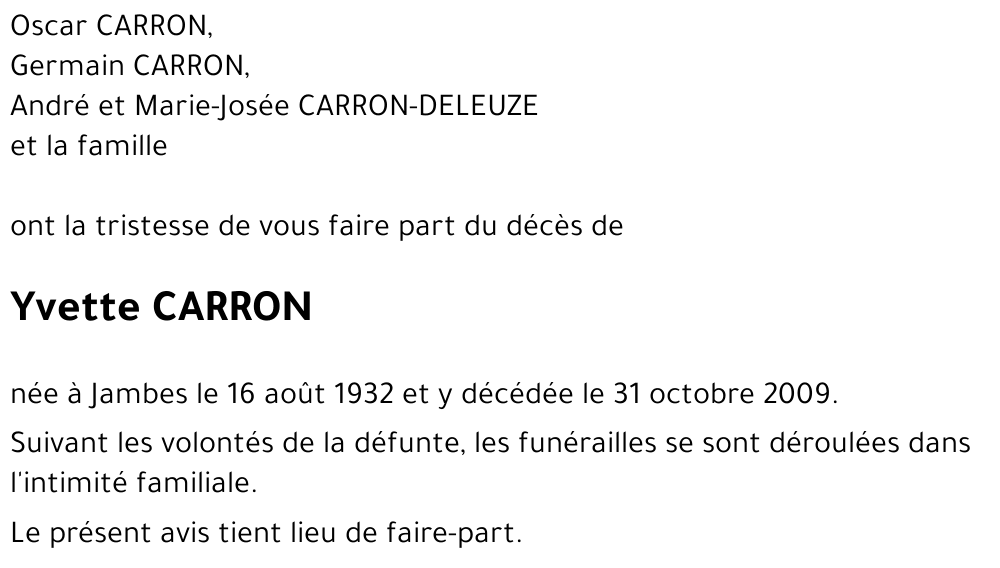 Yvette CARRON