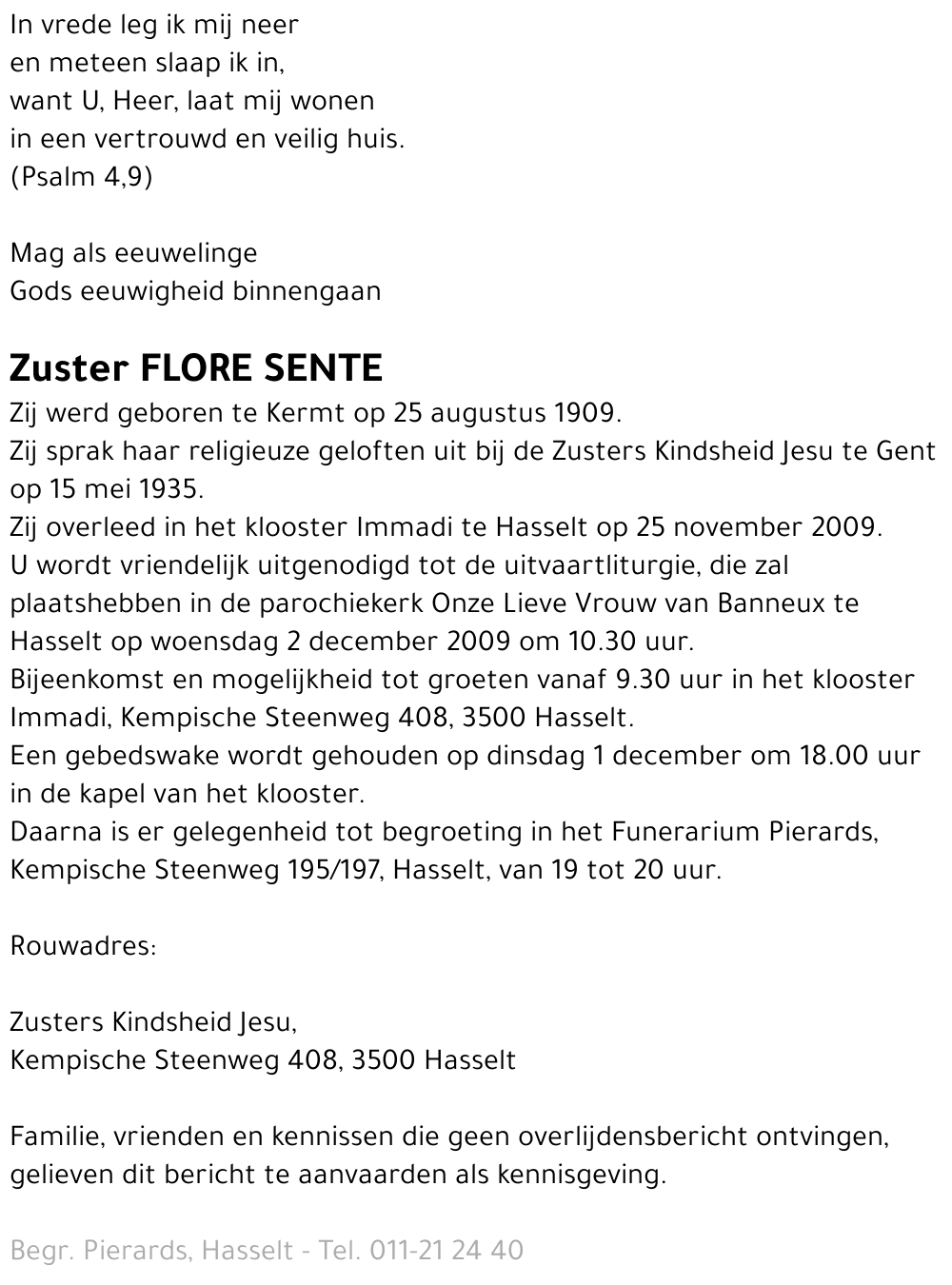 Zuster Flore Sente