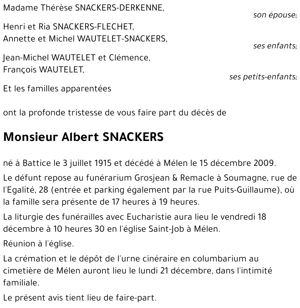 Albert SNACKERS