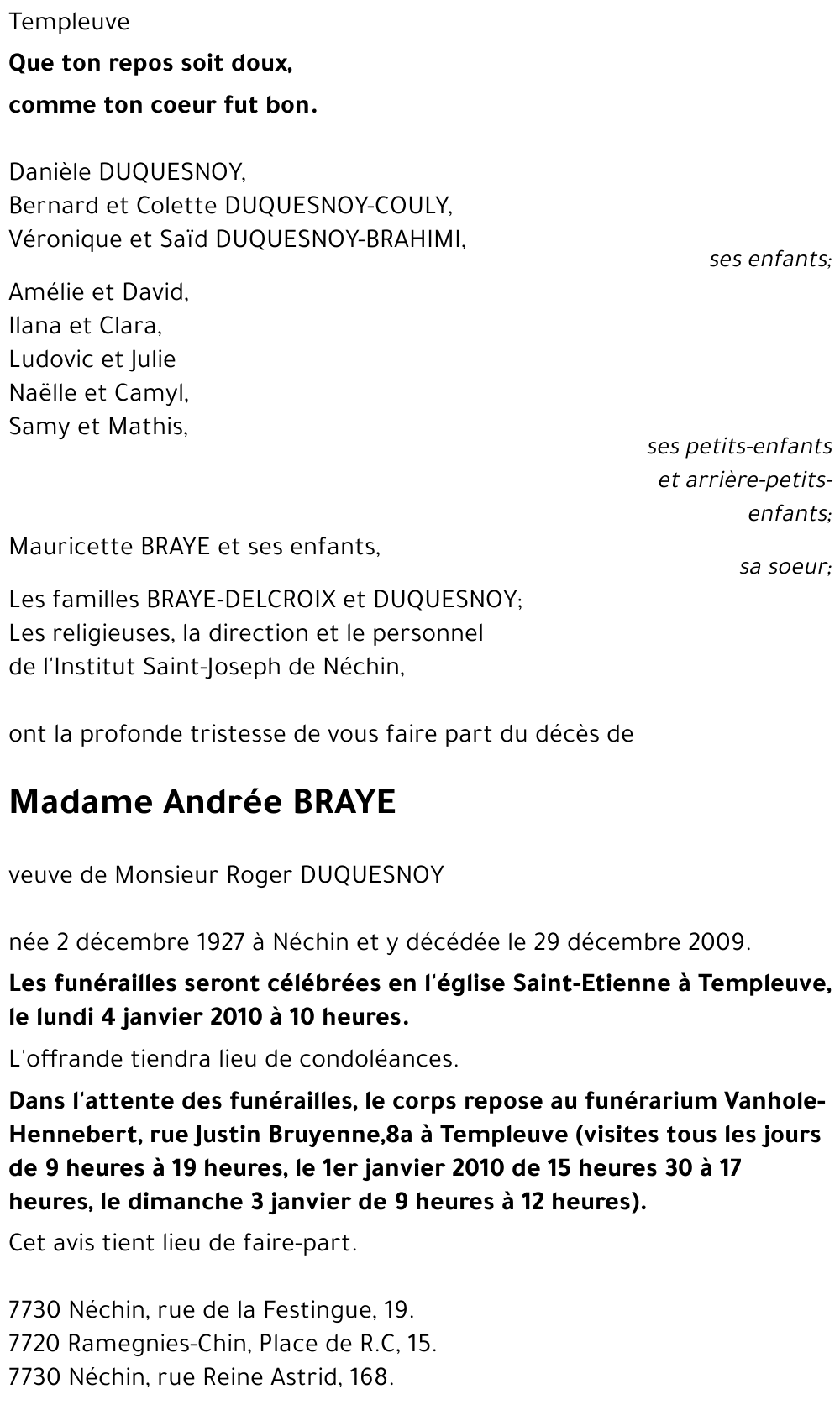 Andrée BRAYE