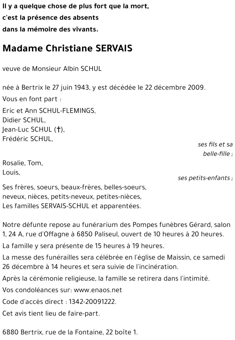 Christiane SERVAIS