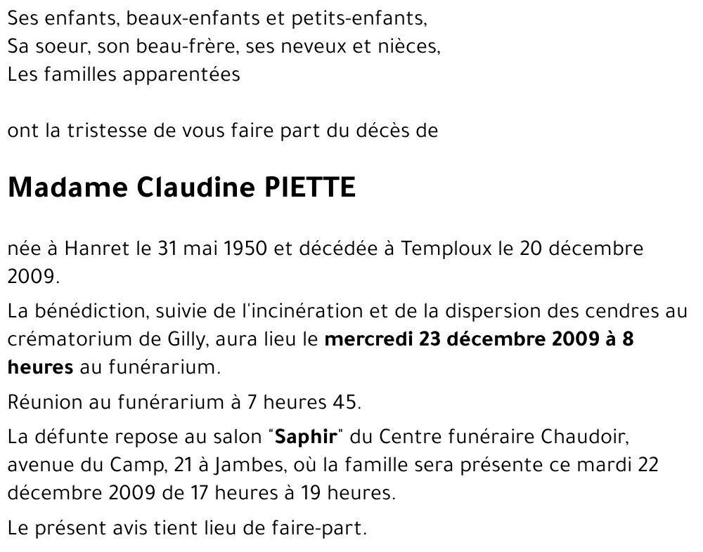 Claudine PIETTE