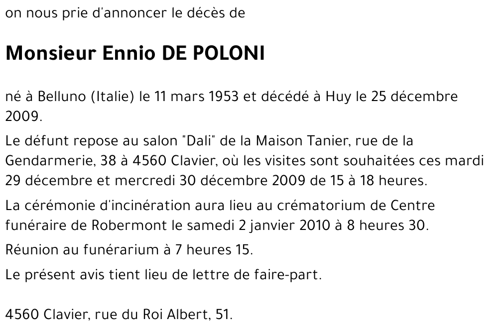 Ennio DE POLONI