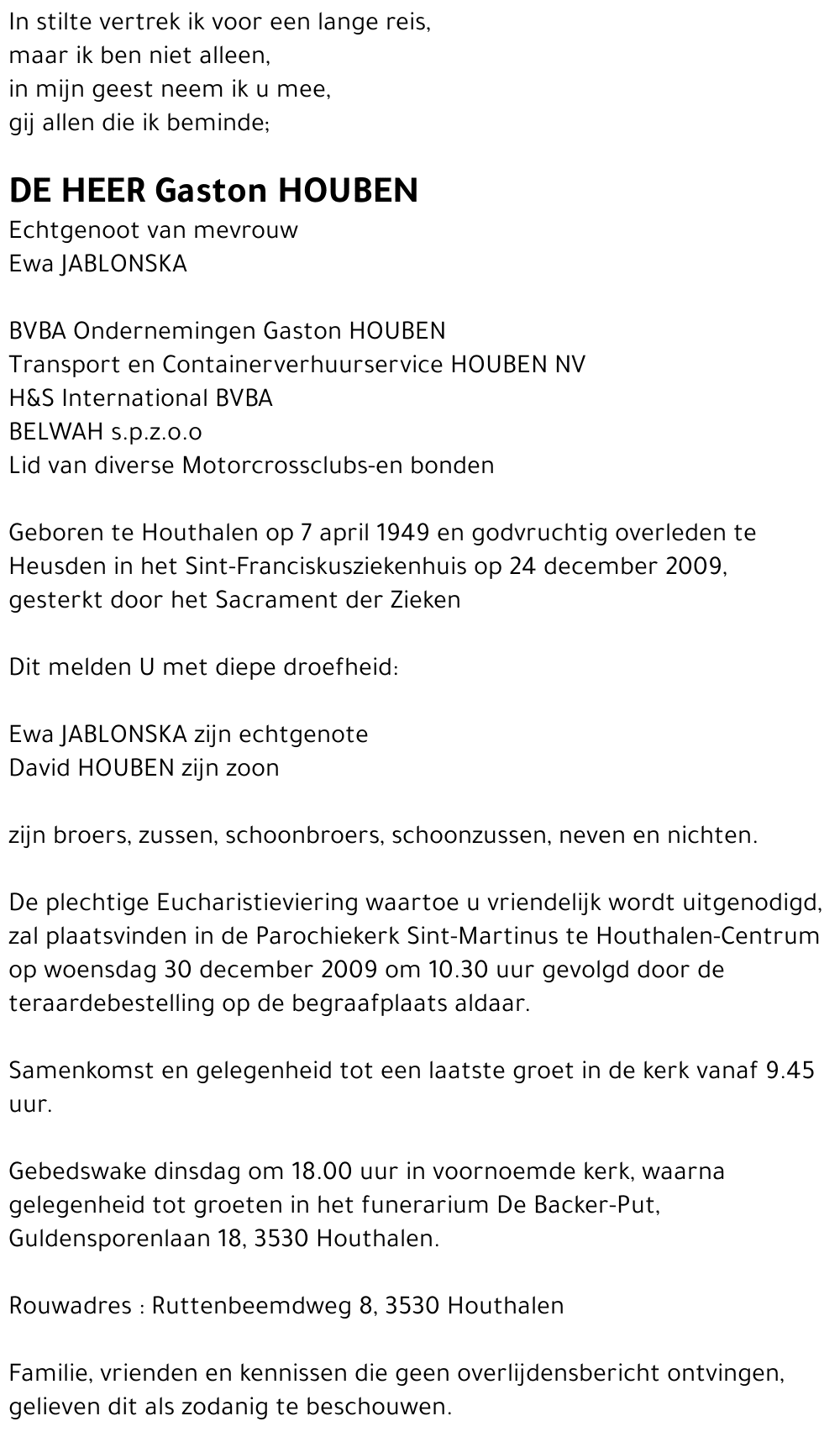 Gaston HOUBEN