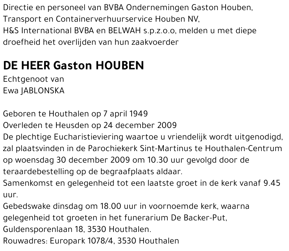 Gaston HOUBEN