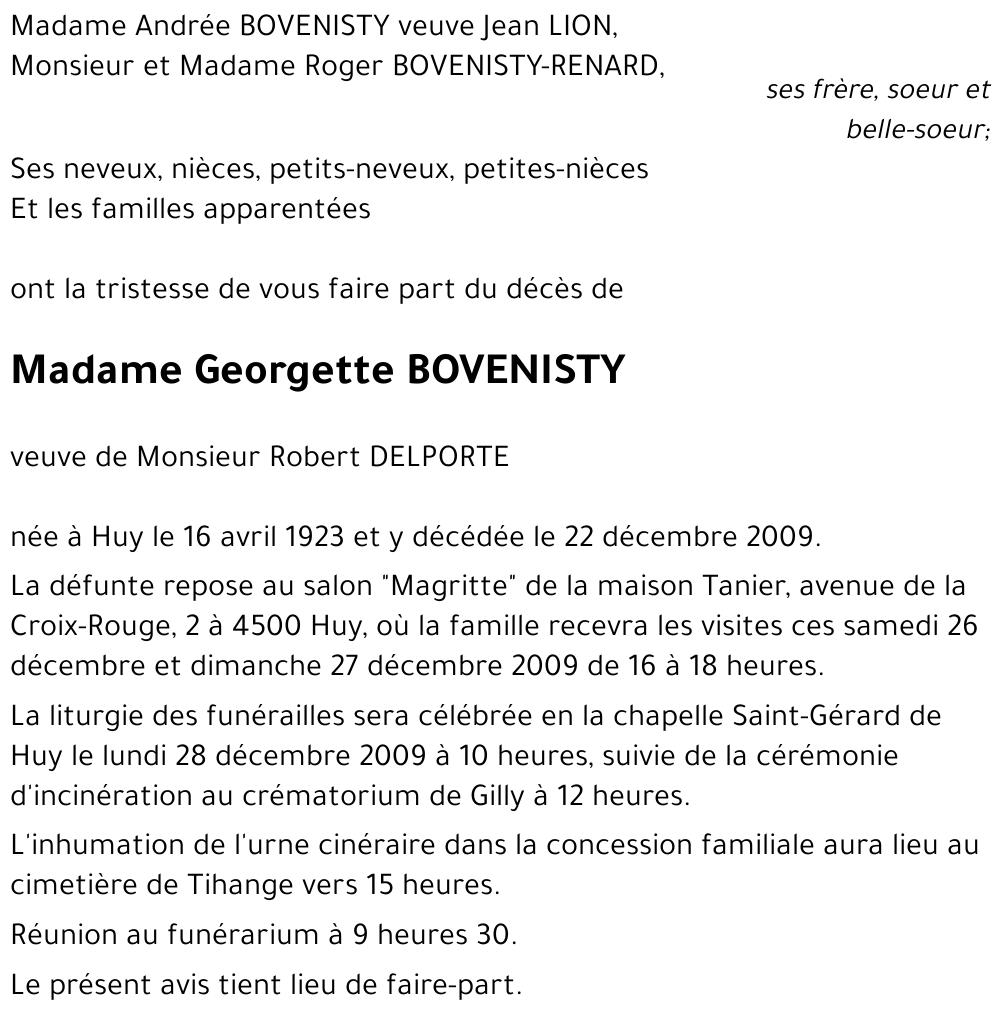 Georgette BOVENISTY