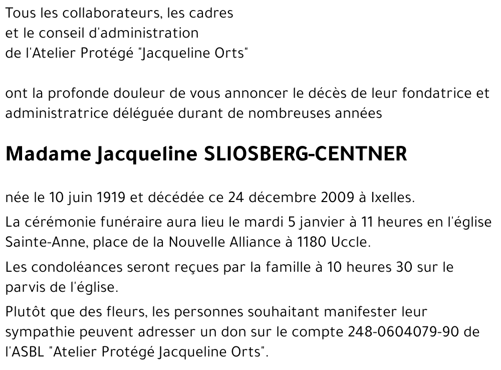 Jacqueline SLIOSBERG-CENTNER