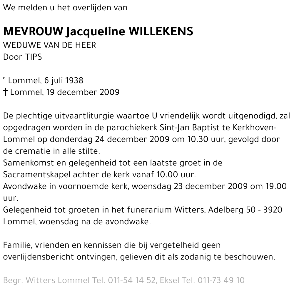 Jacqueline Willekens