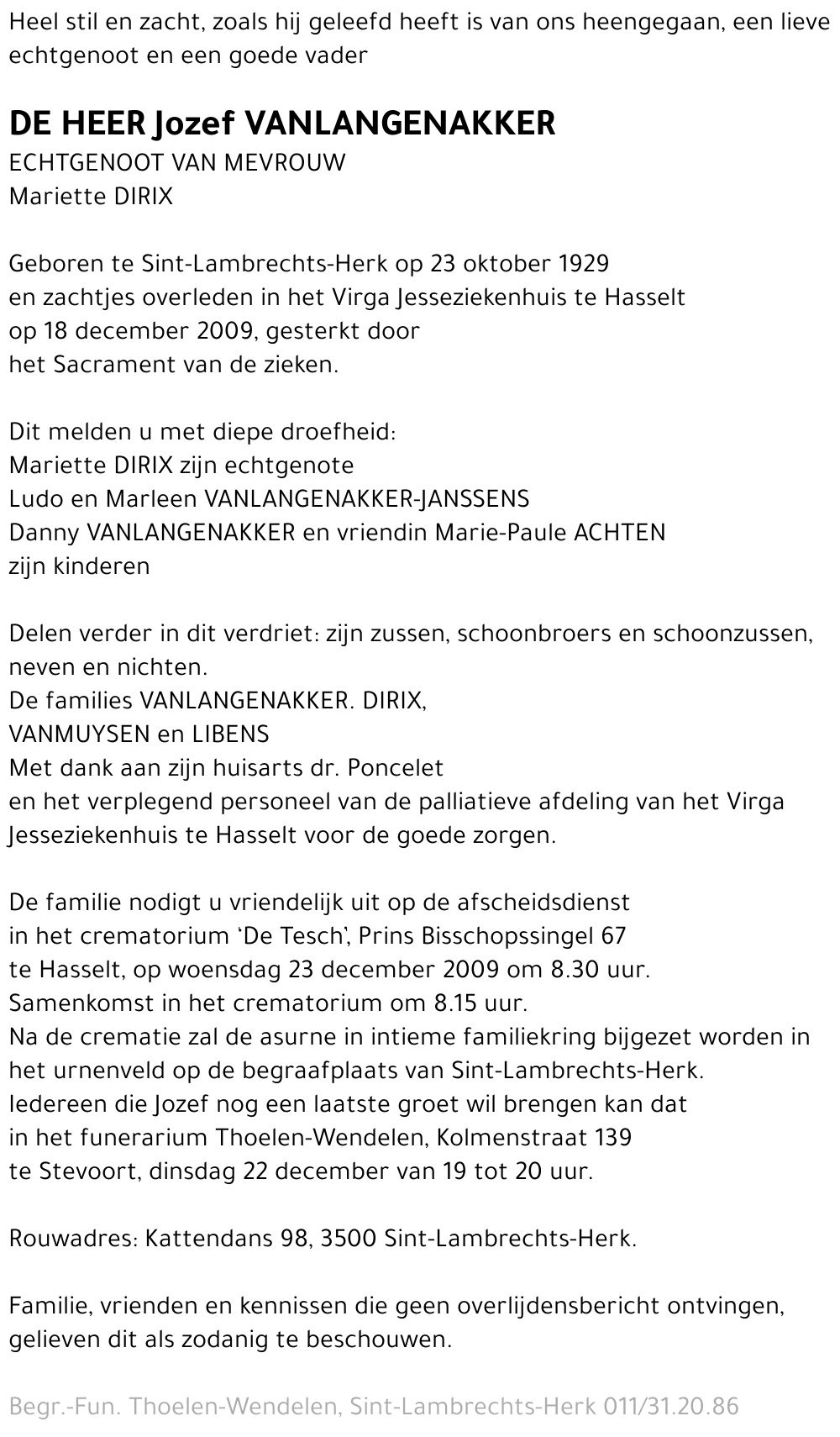 Jozef Vanlangenakker