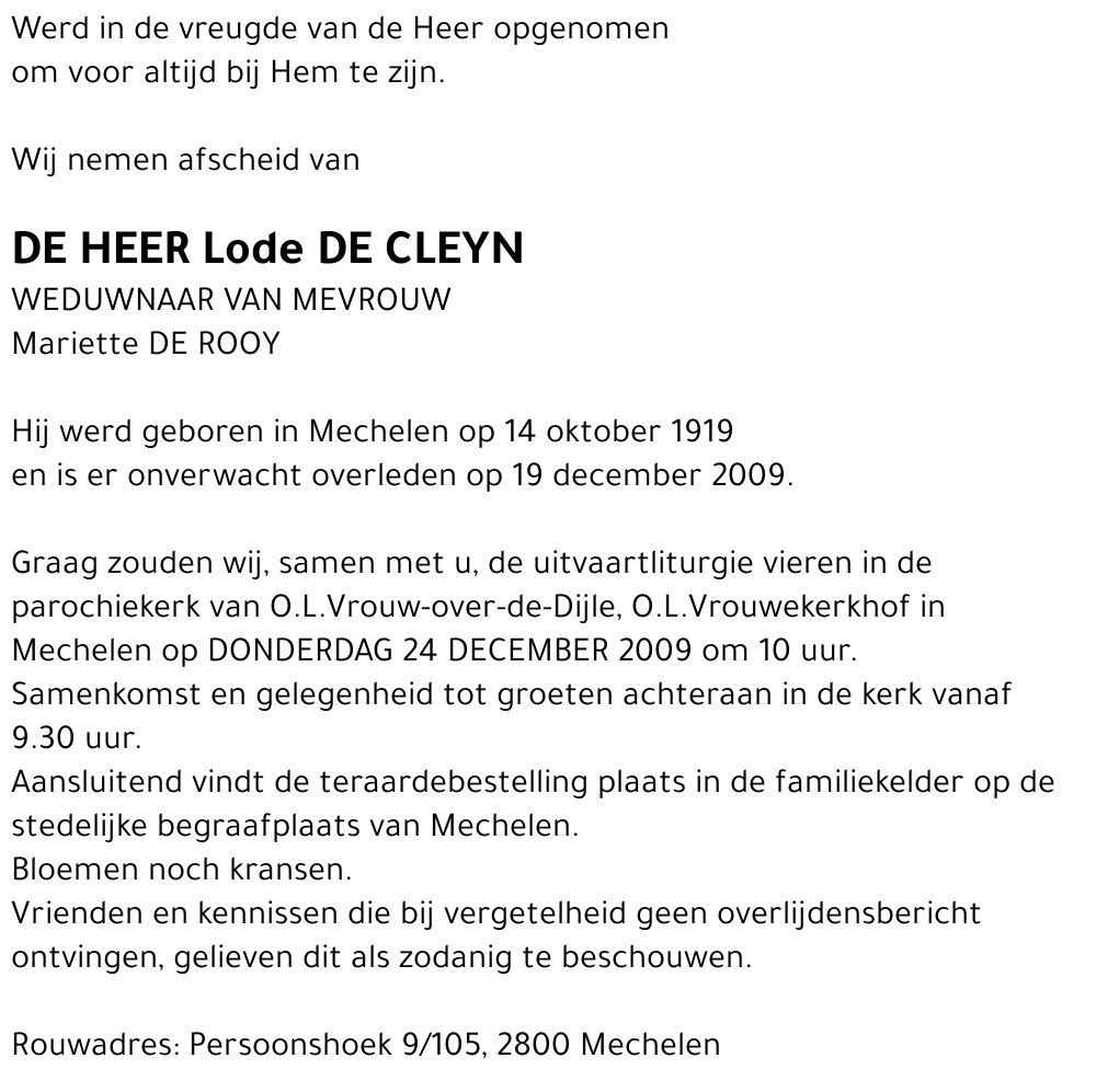 Lode De Cleyn