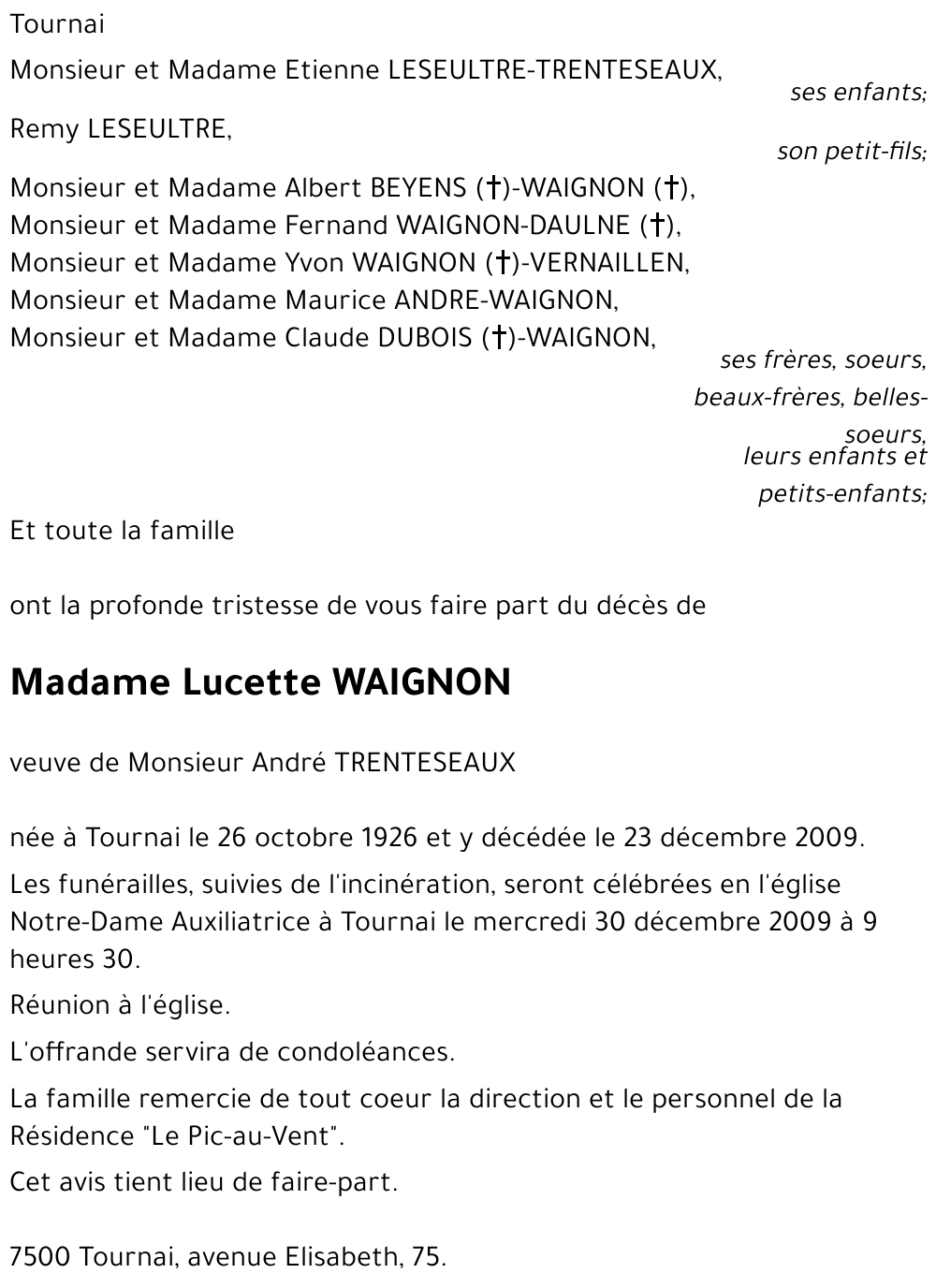 Lucette WAIGNON